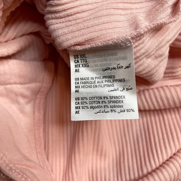 Jenni Square Neck Ribbed Bodysuit Peach Skin Light Pink XXL New - Picture 6 of 8